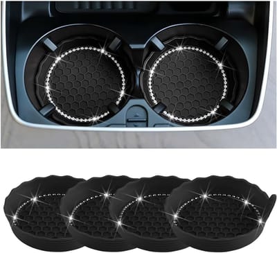 Onderzetters - Auto onderzetters - Auto onderzetter bekerhouder - Antislip siliconen onderzetters - Onderzetters voor bekerhouders in de auto - 4 stuks - Antislip siliconen onderzetters - Auto-interieuraccessoires - 7x7 cm - Zwart