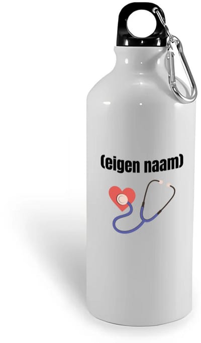 Hacebo® - dokter slethoscoop met eigen naam waterfles - Dokter - iemand die dokter is - ziekenhuis - hart - verjaardag - cadeau - kado - water fles - 400ML
