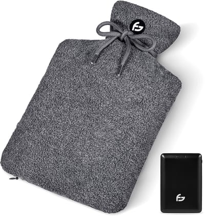 Elektrische Kruik - 3 standen - Kruik - 10.000 mAh Powerbank - Wasbare Hoes - Oplaadbare Kruik - Original Grey - Saaf Comfort