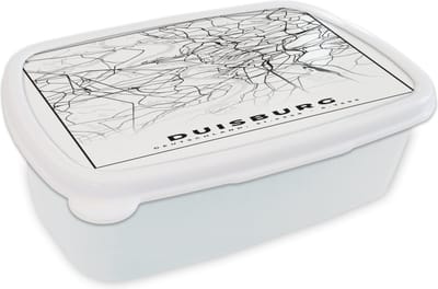 Broodtrommel Wit - Lunchbox - Brooddoos - Kaart - Duisburg - Stadskaart - Plattegrond - 18x12x6 cm - Volwassenen