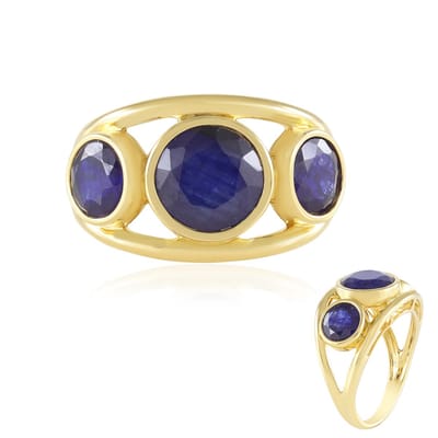 Cavill - Zilveren ring verguld - 925 Sterling - Madagaskar Blauwe Saffier 4,23 ct - Modern elegant design - Rond geslepen edelsteen