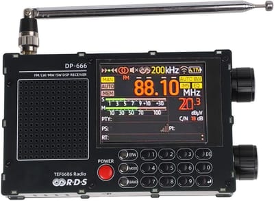 Kortegolf Radio - Draagbare Ontvanger - Muziek Luisteren - Hoge Gevoeligheid Chip - 25 x 20 x 10 cm - Zwart