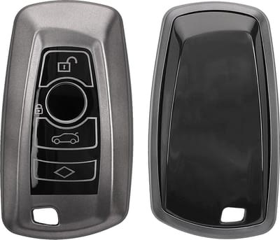kwmobile autosleutel hoesje geschikt voor BMW 3-knops draadloze autosleutel (alleen Keyless Go) hoes - TPU autosleutel behuizing - Beschermende auto sleutel case - Sleuteletui in mat zwart / zwart