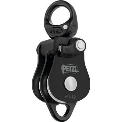 Petzl Spin L2 Black – Dubbele Katrol met Draaibaar Oog 13 mm & 8 KN