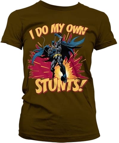 Batman I Do My Own Stunts Girly T-shirt voor dames, bruin