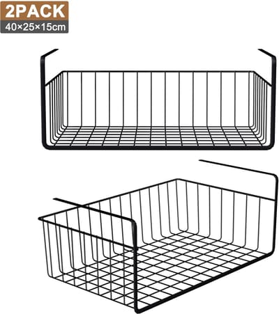 NAIZY 2x draad onder plank hangende mand Roestvrij metalen kastmanden Keukenkast, voorraadkast, wasruimte Hangende mand keuken Maximum gewichtscapaciteit tot 6 kg