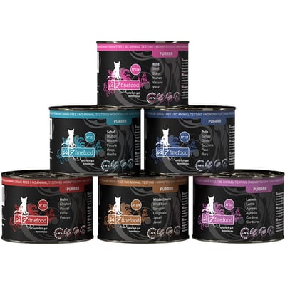 catz finefood Puur Blikken 6 x 200 Kattenvoer - Mix 1 (Kip, Wild Zwijn, Lam, Schaap, Kalkoen, Rund)