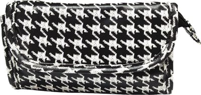 Rojafit Make-up tasje met Spiegel - Pied de Poule Style (Afmeting 17 x 5 x 10 cm.)