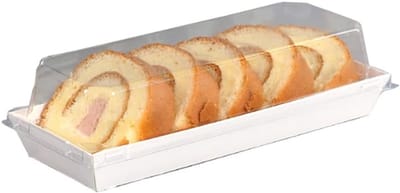 Set van 50 Stuks Roll Cake Dozen, Ideaal voor Swiss Roll, Sushi, Fruit en Muffins met Duidelijke Deksel - 7.5 x 8.5 x 2cm