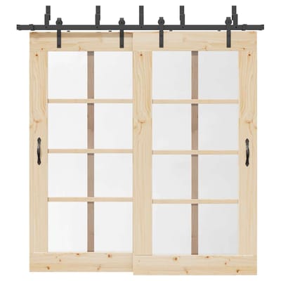 vidaXL - Doos - met - onderdelen - voor - schuifdeur - 213,5 - cm - staal - zwart