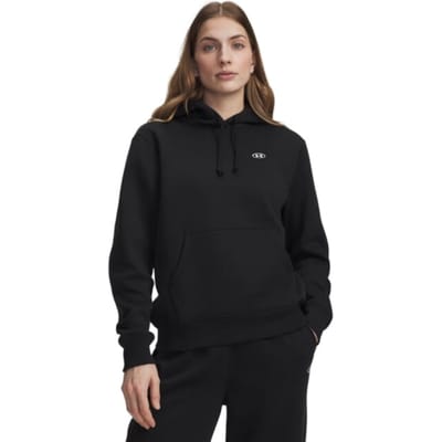 Under Armour Rival Flc Hoodie-BLK Dames Sporttrui - Ultimate Zwart - Wit