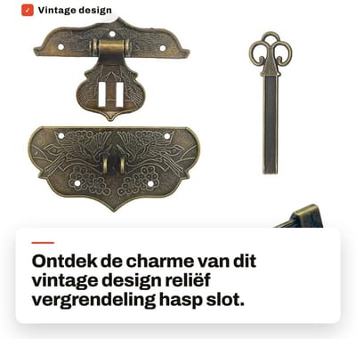 Dailygoods- Vergrendeling Vintage Design - Hasp Slot - Retro Sluitingen - Decoratieve Hardware - Zinklegering - Antiek Uiterlijk - Kastslot