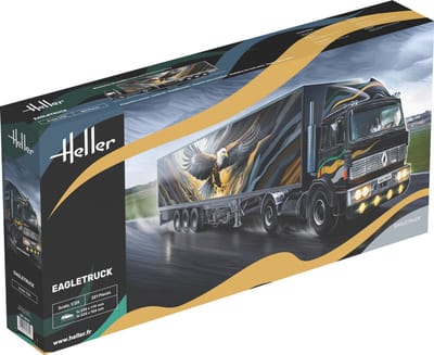 Heller Modelbouwpakket Auto - 80784 Renault Eagletruck - Vrachtwagen 4x2 met dichte 3-assen kastentrailer Plastic - 1:24 - Modelbouw