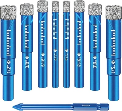 Tegelboorset 9-delig - Diamant en carbide - Muur en vloer - Voor harde materialen - 6 tot 12 mm