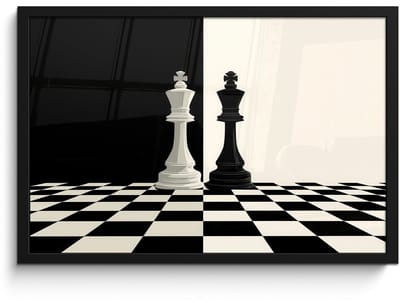 Poster in lijst - Fotolijst 60x40 cm - Posters - Schaakstukken - Koning - Geblokt - Zwart - Posterlijst zwart - Decoratie - Wanddecoratie woonkamer - Muurdecoratie slaapkamer - Kerstversiering - Kerstdecoratie voor binnen - Kerstmis