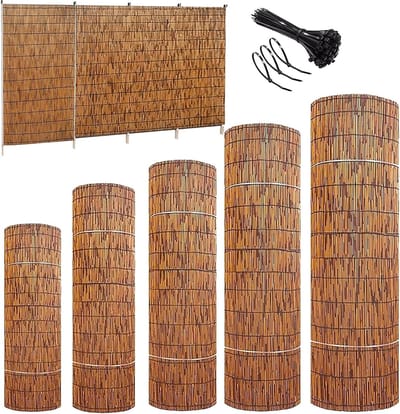Privacyhek Bamboe - Buiten Omheining - Terras Afschermen - Handgeweven Kwaliteit - 180 x 900cm - Natuurlijk