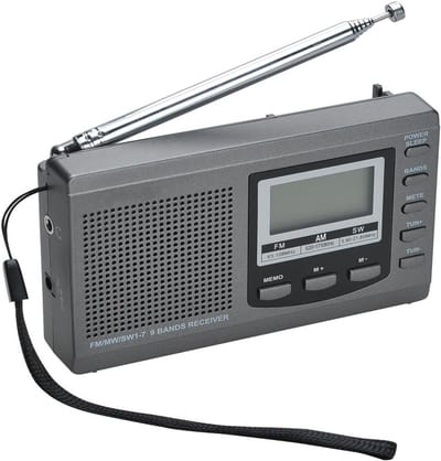 Draagbare Radio Ontvanger - 9 Band Kortegolf - Ontvangst Verbeteren - Digitale Tijdweergave - Compact Formaat