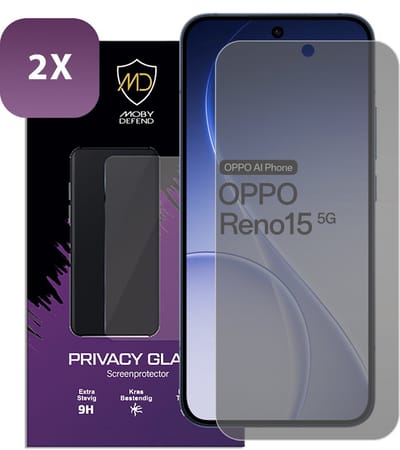 2-Pack MobyDefend Screenprotectors - Geschikt voor Oppo Reno15 - Matte Privacy Glass Screensavers