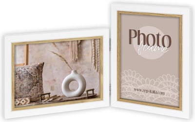 ZEP - Duo Houten fotolijst wit/bruin Ayas 2L voor 2 foto's 10x15 - CV436