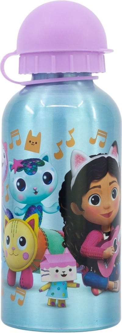 Gabby's Poppenhuis Aluminium Drinkfles - 400 ml - Lichtgewicht – Lekvrije schroefdop – Drinkfles voor kinderen – Groen/Paars