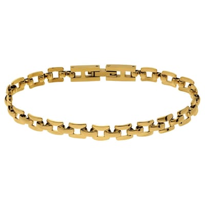 Lucardi - Dames Stainless steel goldplated schakelarmband voor dames - Armband - Staal - Goudkleurig - 17 cm