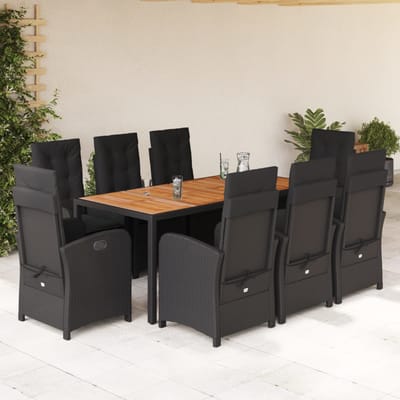 vidaXL - 9-delige - Tuinset - poly - rattan - zwart