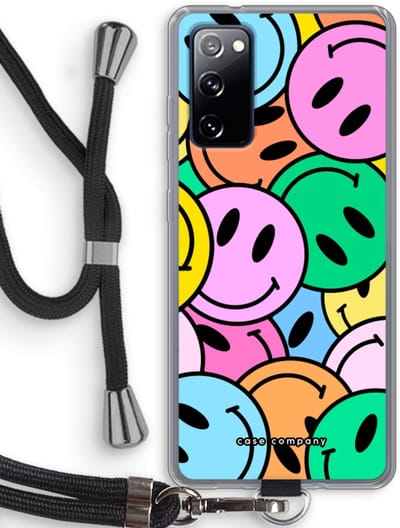 Case Company® - Hoesje met koord geschikt voor Samsung Galaxy S20 FE / S20 FE 5G hoesje met Koord - Smiley N°1 - Telefoonhoesje met Zwart Koord - Bescherming aan alle Kanten en Over de Schermrand