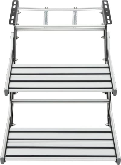 Campertreden Dubbel - Caravan Instap - Veilig Instappen - Antislip Rubber - 55 cm Lengte - Zilver Zwart