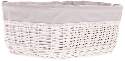 The Wicker Stories – Rieten mandje met beige stoffen afwerking – Handgemaakt in Europa – Whitewash