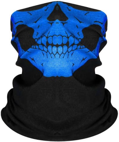 Gezichtsmasker - Balaclava - Bivakmuts - Schedel/skull mask - Doodshoofd - Helmmuts - Winddicht - Wintermasker - Ski/Motor/Outdoor masker - Mondmasker Nekwarmer/halswarmer - Universeel - Blauw - Jonyx