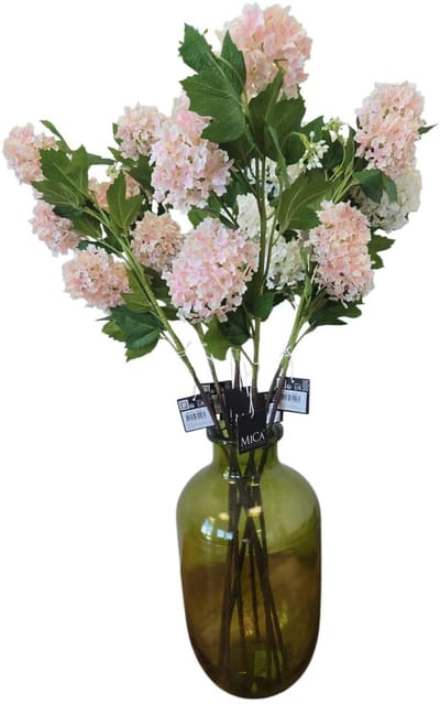 Mica Decorations Boeket Kunstbloemen Viburnum takken - H77 cm - roze en wit - 4x stelen - met kleine bloemetjes
