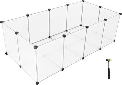 ACAZA Modulaire Kooi voor Knaagdier - Transparante Ren - 143 x 73 x 46 cm - Ren voor Kleine Huisdieren