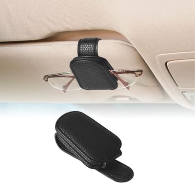 Dailygoods- Brillenhouder Auto - 2 Stuks - Lederen Zonnebrilhouder - Antislip - Magnetisch - Schokbestendig - Voor Alle Brillen