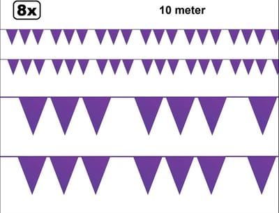 8x Vlaggenlijn paars 10 meter - Verjaardag vlaglijn festival thema feest purple party paarse vrijdag
