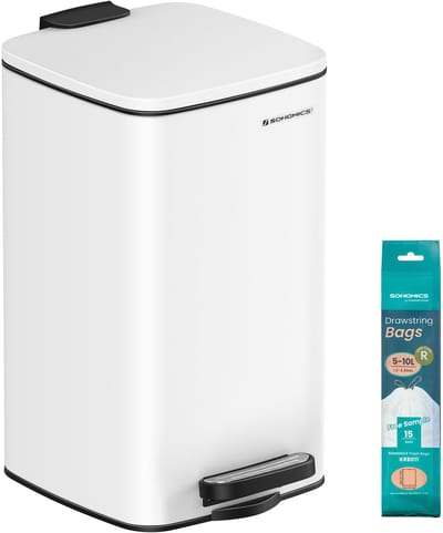 SONGMICS - Prullenbak - Pedaalemmer - Prullenbak met Pedal - 8 Liter - Softclose Deksel - Voor Kleine Ruimtes