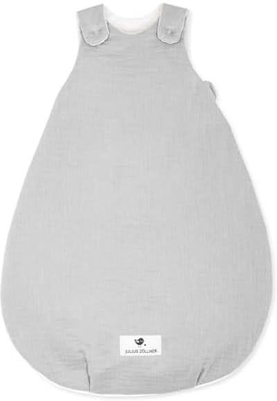 Babyslaapzak mousseline met warme vulling 2,5 TOG, wasbaar op 40 °C, Oeko TEX Standard 100, grijs, mt. 50/56
