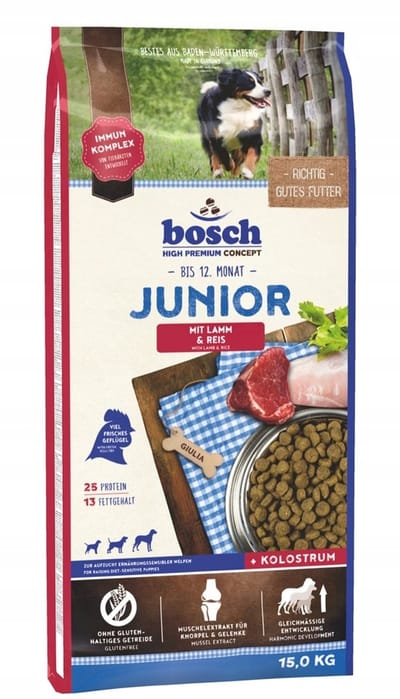 Bosch Junior - Hondenvoer - Lam & Rijst - Voor pups met een gevoelige maag - 15 kg