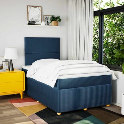vidaXL - Boxspring - met - matras - stof - blauw - 120x190 - cm