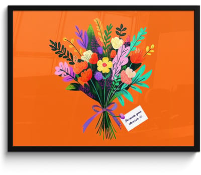 Poster in lijst - Fotolijst 70x50 cm - Posters - Kaartje - Boeket - Bloemen - Posterlijst zwart - Decoratie - Wanddecoratie woonkamer - Muurdecoratie slaapkamer
