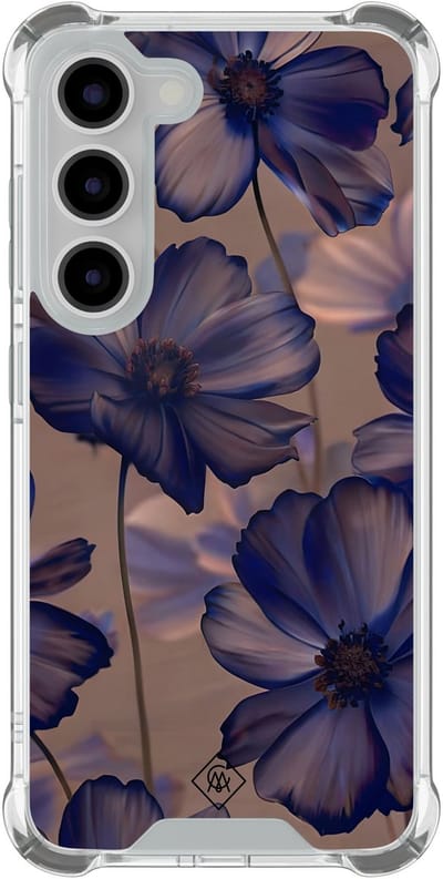 Casimoda® hoesje - Geschikt voor Samsung Galaxy S23 - Twilight Petals - Shockproof case - Extra sterk - TPU/polycarbonaat - Paars, Transparant