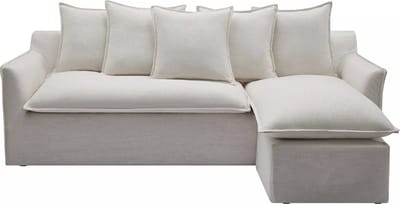 Vente-unique Omkeerbare hoekbank van beige gechineerde stof PENIOLA van Maison Céphy