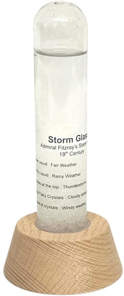 Stormglas Weervoorspeller met Houten Standaard | Weerstation & Barometer
