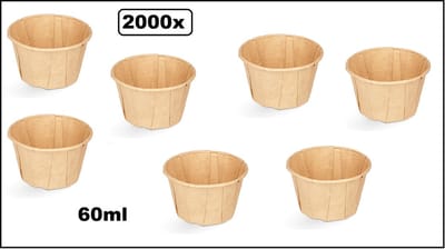 2000x Sausbakje kraft papier 60ml - souffle- Saus bakje mayonaise ketchup mosterd diner food