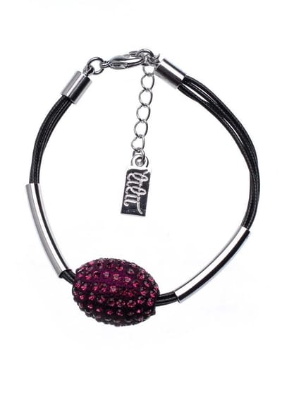 Behave - Armband zwart koord met kraal en steentjes - Subtiele glamour