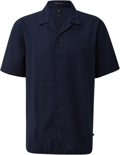 Seersucker Coton Overhemd met Revers QS