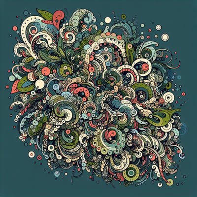 Doodle mos schilderij | Mosgraffiti: een kunstwerk van doodles en levendige kleuren | Kunst - 30x30 centimeter op Canvas | Foto op Canvas