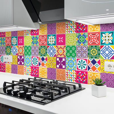 Zelfklevende tegelmuurstickers voor keuken en badkamer - 24 PRINCELIA AZULEJOS tegelstickers - 24 stickers 15x15cm