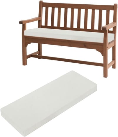 Bankkussen - Zitkussen Buiten - Comfortabel Zitten - Antislip Basis - 170 x 30 cm - Wit
