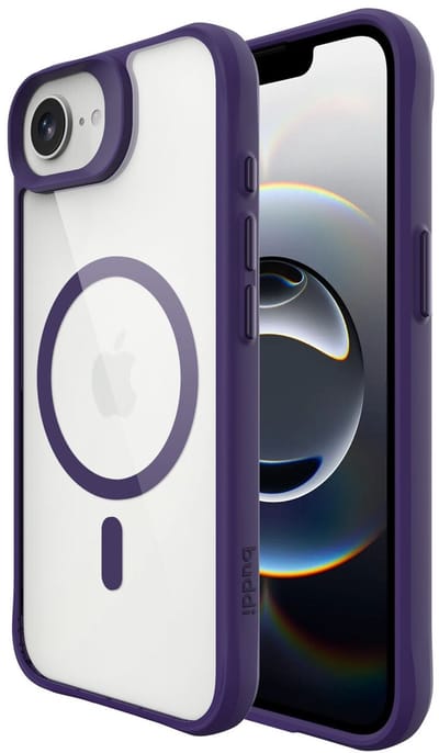 Buddi Hybrid - Hoesje Geschikt voor Apple iPhone 17e / 16e - Compatibel met MagSafe - Back Cover met Magneet - Magnetische Beschermhoes - Transparant Paars