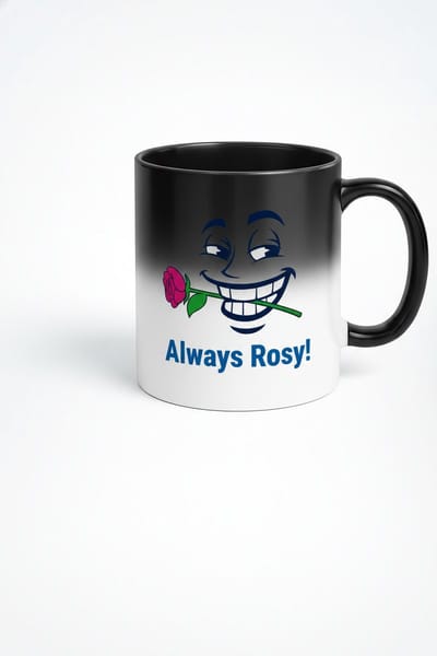 Magische Mok 'Always Rosy!' met Lachend Gezicht en Roos - Thermoreactieve Mok